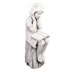Solstice Sculptures Julie Reading Girl 86cm - White Stone Effect