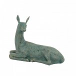 Solstice Sculptures Deer Lying Small 30cm in Gold Verdigris