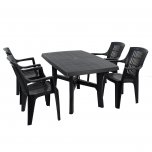 Trabella Taranto Patio Table with 4 Parma Chairs Set -Anthracite