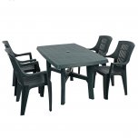 Trabella Taranto Patio Table with 4 Parma Chairs Set - Green