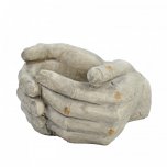Solstice Sculptures Cupped Hands Planter 19cm -Wthrd Lt StoneEff