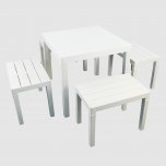 Trabella Roma Square Table with 4 Roma Bench Seats - White
