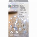 Premier Decorations MicroBrights Battery Operated Multi-Action Lights with Timer 50 LED - White