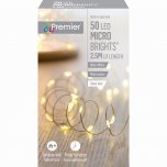 Premier Decorations MicroBrights Battery Operated Multi-Action Lights with Timer 50 LED - Warm White