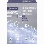 Premier Decorations UltraBrights Multi-Action Garland with Timer 288 LED - White