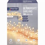 Premier Decorations UltraBrights Multi-Action Garland with Timer 288 LED - Warm White