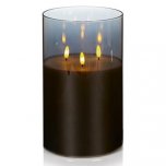 Premier Decorations FlickaBrights Triple Flame Candle in Glass 15 x 23cm - Grey