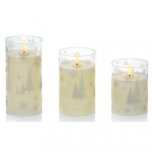 Premier Decorations Printed Glass Candles (Set of 3) - Trees
