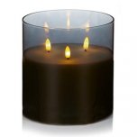 Premier Decorations FlickaBrights Triple Flame Candle in Glass 15 x 15cm - Grey
