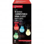 Premier Decorations 10 A60 Bulb Connectable Spiral Filament Party Lights - Multicoloured
