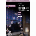 Premier Decorations 1.2 x 1.2M Star V Curtain with 303 LED - Rainbow