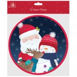 Festive Wonderland Paper Plates (Pack of 10) - Santa & Snowman
