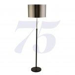 SEARCHLIGHT BLACK AND CHROME FLOOR LAMP WITH BRUSHED BLACK CHROME SHADE