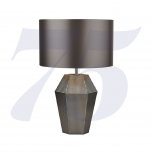 SEARCHLIGHT LUCY SMOKED GLASS TABLE LAMP WITH GREY DRUM SHADE