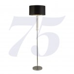 SEARCHLIGHT KYLIE CHROME/GLASS FLOOR LAMP WITH BLACK SHADE SILVER INNER