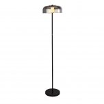 SEARCHLIGHT FRISBEE 1LT LED FLOOR LAMP, MATT BLACK WITH SMOKED GLASS