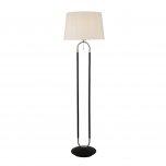 SEARCHLIGHT JAZZ 1LT FLOOR LAMP, SATIN SILVER & BLACK, WHITE VELVET SHADE