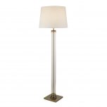 SEARCHLIGHT PEDESTAL FLOOR LAMP - GLASS COLUMN, & ANTIQ BRASS BASE, CREAM SH
