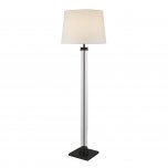 SEARCHLIGHT PEDESTAL FLOOR LAMP - GLASS COLUMN & BLACK BASE, WHITE SHADE