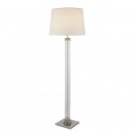 SEARCHLIGHT PEDESTAL FLOOR LAMP - GLASS COLUMN & SATIN SILVER BASE, CREAM SH