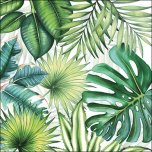 Ambiente3-Ply  Napkins Tropical Leaves White FSC Mix