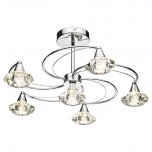 Dar Luther 6 Light Semi Flush with Crystal Glass Polished Chrome