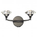 Dar Luther Double Wall Bracket with Crystal Glass Black Chrome