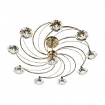 Dar Luther 10 Light Semi Flush with Crystal Glass Antique Brass