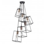 Dar Tower 6 Light Cluster Pendant Black