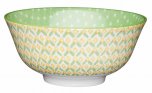 kitchencraft glazed stoneware bowl green geometric 15.5x7.5cm