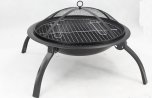 Large Folding Firepit w/Chrome Cooking Grill Poker & Carry Bag