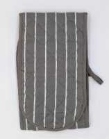 Le Chateau Grey Woven Butchers Stripe Double Oven Gloves