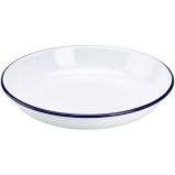Falcon Enamelware Rice Plates - White with Blue Rim (Various Sizes)