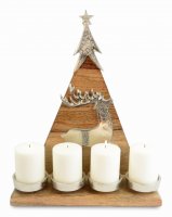 R&W Wooden Tree Candle Holder with Deer Design 31 x 35cm