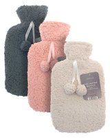 Country Club Teddy Fur 2L Hot Water Bottle with Cover -Assorted Colours