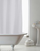 Country Club Waffle Design Shower Curtain with Rings & Liner - Grey