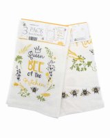 Country Club Pack of 3 Queen Bee Design Tea Towels