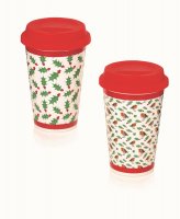 Premier Decorations Travel Mug - Assorted Holly