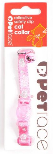 Petface Reflective Safety Clip Cat Collar Pink Face