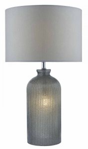 Dar Pamplona Table Lamp Dual Light Grey Glass with Shade