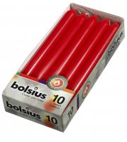 Bolsius Dinner Candles 7.5hr 10pk- Red (250/24MM)