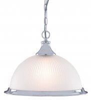 Searchlight American Diner Pendant, Satin Silver, Acid Glass