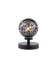 Dar Esben Touch Table Lamp Matt Black with Black Confetti Glass
