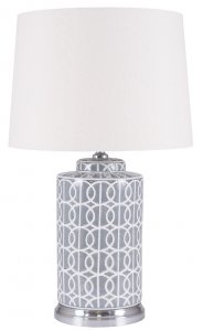 Pacific Lifestyle Aris Tall Grey and White Geo Pattern Table Lamp