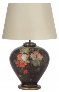 Pacific Lifestyle Fruit and Flower Ginger Jar Glass Table Lamp