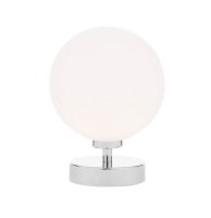 Dar Esben Touch Table Lamp Chrome with Large Opal Glass