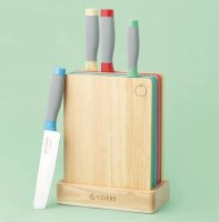 Viners Assure Colour Coded Knife Block & Board Set