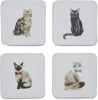 Cooksmart Curious Cats Set of 4 Coasters