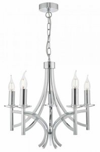 Dar Lyon 5lt Pendant Polished Chrome & Crystal