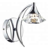 Dar Luther Single Wall Bracket with Crystal Glass Polished Chr